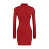 Vestido bodycon de cuello alto y manga larga estilo chica picante, nueva colección de primavera, moderno y versátil, adelgazante y que realza la figura, perfecto como capa base o vestido corto