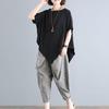Traje de Verano Nuevo de Tailandia Transfronterizo Holgado Talla Grande Irregular Camiseta de Manga Corta Algodón Pantalones Harem Conjunto de Dos Piezas para Comercio Exterior