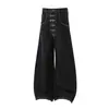 Jia Yi Ku 26 Nuevo Estilo Americano High Street Estilo Rock Metal Pesado Personalidad Pantalones Vaqueros Scimitar Sueltos de Pierna Ancha