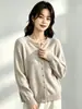 Dos tops de cárdigan de punto de terciopelo Andy para mujer con logo de poni bordado, suéter adelgazante, capa exterior suave y gruesa
