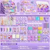 Caja de cuatro capasSet completo de kits de pegatinas de pegamento en crema para niñas, regalo de cumpleaños, manualidad de tarjeta genial DIY con purpurina líquida