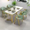 Mesa e Cadeiras de Negociação Nórdicas de Luxo Leve Combinação Moderna Simples Café Chá Leite Loja Apartamento Pequeno Casa Retangular Mesa de Jantar