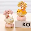 Árbol de la Fortuna Amarillo de Cristal Regalo para Colegas, Regalo de Oficina, Nueva Figura Linda de Gato, Decoración Creativa