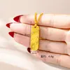 Colgante Cuadrado Pequeño de Madera con Incrustaciones de Circonita Estilo Palacio, Agua, Fuego, Tierra y Metal para Mujer, Colgante de Oro de Arena Vietnamita, Joyería Vintage de Imitación de Oro