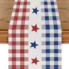 Nuevo camino de mesa de lino transfronterizo con estampado del Día de la Independencia para el hogar, comedor, sala de estar, mesa de comedor, decoración interior y exterior