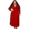 N7908 Vestido de mujer de talla grande con cuello en V, encaje, manga larga, falda plisada, decoración, temperamento corporal, comercio exterior europeo y americano de Amazon