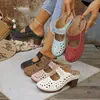 Sandalias de verano 2026 de tacón alto con punta abierta, diseño calado, estilo europeo y americano, talla grande, nuevas sandalias de tacón grueso para mujer