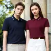 Polos de Manga Corta de Algodón Puro de Gama Alta, Uniformes Grupales Personalizados, Ropa de Trabajo, Camisetas de Manga Corta para Hombre con Logo Impreso y Cuellos Bordados