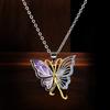 Collar de mariposa del mismo color coreano con pintura al óleo francesa, esmalte a juego, cadena de clavícula de dos colores con hada mariposa.