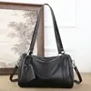 Bolso Boston Cruzado de Cuero Genuino de Moda para Mujer, Bolso de Piel de Ternera de Primera Capa de Gran Capacidad, Nuevo Bolso de Hombro/Axila Estilo Transfronterizo