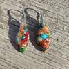 Pendientes colgantes de piedra emperador de colores de moda en Amazon, forma de gota, para mujer, temperamento bohemio, pendientes multicolor