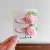 Nuevo Pasador de Tela para Niños Estilo Coreano con Flor de Rosa 3D Pinza para el Pelo, Lindo Pasador de Encaje Bordado Retro para Flequillo de Bebés
