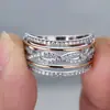 Anillo Ancho Trenzado Hueco Bicolor Dorado y Plateado Rongxing Transfronterizo para Mujer, Elegante Anillo para Cena Formal