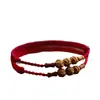 Pulseira de Madeira de Pessegueiro Antiga com Nó de Bambu de Nuvem Auspiciosa e Fio Vermelho para Homens e Mulheres, Pulseira Trançada Protetora para o Ano de Nascimento, Presente