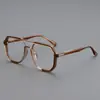 Armação de Óculos para Miopia de Armação Grande com Viga Dupla Poligonal para Homens e Mulheres, Óculos Lisos Versáteis, Armações Anti-Luz Azul, Anti-Luz Azul