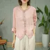 273 # Camisa vintage de algodón y lino para mujer, nuevo top de verano holgado adelgazante, elegante blusa de lino
