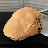 Sombrero de Ala Hacia Adelante de Ante con Estampado de Leopardo Retro para Mujer Otoño Invierno Uso Inverso Gorra Plana Boina Hace que la Cara Parezca Más Pequeña Circunferencia de Cabeza Grande Gorra de Repartidor