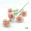 5 claveles artificiales, tallo único, flores artificiales, claveles, flores elegantes, decoración de sala de estar, arreglo floral, arte floral artificial