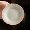 Porta-copo de chá com esmalte craquelado da cerâmica Ru, base de cerâmica para xícara de chá, acessório para conjunto de chá Kung Fu japonês, bandeja isolante de calor
