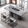 Mesa de Té y Sillas de Pizarra de Lujo Ligero Simples para Oficina y Hogar, Mesa de Té Estilo Italiano con Tetera Integrada