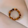 Anillo con Colgante de Caballo con Cuentas de Piedra Ojo de Tigre Vintage, Anillo Único de Alta Gama para Dedo Índice, Joyería de Moda y Personalizada