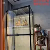 Vitrina de cristal con luces, transformador de bajo voltaje, opciones de luz blanca y luz cálida, altura ajustable para las luces