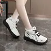 K5705 Sapatos de Algodão Pelúcia de Cano Alto para Mulheres, Coleção Outono/Inverno 2026, Sapatos de Trabalho, Sola Grossa Antiderrapante, Tênis Esportivos Estilo "Pai"