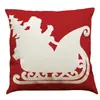 Amazon Temu Más Vendido Funda de Almohada de Algodón Estampada Roja Navideña Cojín para Sofá Cojín para Coche