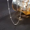 Colar Minimalista de Feijão de Prata 925 Esterlina para Mulheres, Corrente Clavicular Pequena de Grão de Arroz Gota, Design de Nicho, Corrente Lisa Estilo Minimalista