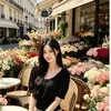 Camiseta de Manga Corta de Seda Helada con Pliegues Super Elegante para Mujer, Nueva Moda de Verano, Ceñida a la Cintura, Corte Ajustado, Top de Punto Versátil
