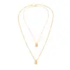 Collar Europeo y Americano Transfronterizo Simple Apilado Colgante Gota de Agua para Mujer Versátil Ins Geométrico Tres Dimensional Coma Borla Collar Joyería