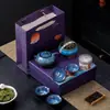 Horno Cambiante Kung Fu Cerámica Juego de Té de Viaje Traje Taza Expresa Bolsa de Cuero Portátil para Exteriores Regalo de Acompañamiento de Negocios Logotipo