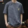Nova Roupa Primavera e Verão 2026 Camiseta Masculina de Manga Curta Pesada Masculina Tamanho Grande Solta Marca da Moda Camiseta Masculina 100% Algodão