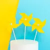 Decoração de bolo de aniversário, cartão de decoração, açúcar imitação, multicamada, cor, moinho de vento tridimensional, plug-in de decoração de bolo, 10 conjuntos