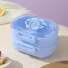 Lancheira Casual Estudante de Plástico de Camada Simples e Dupla com Tampa, Lancheira Portátil para Trabalhadores de Escritório, Lancheira para Salada de Frutas