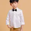 Camisa Preta para Meninos, Cor Sólida, Manga Longa, Novo Estilo Primavera e Outono, Camisa Branca Infantil, Top Formal para Meninos