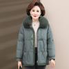 Casaco de inverno feminino novo para meia-idade e idosos, jaqueta de algodão acolchoada quente da moda, gola de pele, casaco curto de algodão acolchoado da moda, espessado, solto, grande