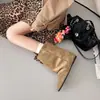 Nuevas Botas 2026 Mujer Punta Fina Mujer Tacón Oculto Botas de Pantalón Botines Cortos Rad Modernas Pantorrilla Ancha Western Otoño Hermosas
