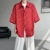 Nueva camisa jacquard estilo chino de corte holgado de seda helada para hombre, de manga corta con botones metálicos, chaqueta casual Hanfu con cuello diagonal, estilo nacional