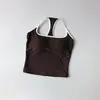 Chal Deportivo de Color Contrastante, Estilo Chaleco de Yoga, Sujetador Deportivo con Copas Fijas de Sensación de Segunda Piel, Top de Fitness a Prueba de Impactos, Sin Mangas para Mujer