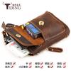 Bolsa de ombro de couro genuíno personalizada de fábrica para homens, bolsa pequena de couro Crazy Horse retrô para celular, bolsa de cintura pequena com cinto de desgaste reverso