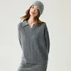 Suéter de punto de ochos para mujer en cachemira, versátil, de corte holgado, casual, con un estilo "old money", nueva colección otoño/invierno