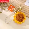 Día del Maestro Llavero de Girasol de Hilo Hecho a Mano Caja de Regalo Colgante de Girasol Tejido a Crochet Regalo para Maestros