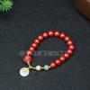 Pulseira de Areia Imperial de Cinábrio Mineral Cru Feita à Mão com Contas DIY Círculo Único Estilo Chinês Joia de Pulseira de Cinábrio para Homens e Mulheres
