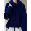 Suéter Tricot Confortável Macio Grosso com Capuz 2025 Outono Inverno Novo Quente Slim Versátil Suéter Jaqueta Top para Mulheres
