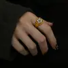 Anel Feminino de Flor com Gotejamento de Óleo Moda Simples Novo Retrô Francês Design de Nicho Exquisito Anel de Alta Qualidade Anel