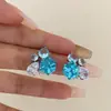 Pendientes de plata de lujo con circonita, diseño tridimensional de cuadrado y gota de agua, tachuelas exquisitas de moda europea y americana, pendientes de nicho de alta gama para mujer