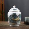 Latas de chá de cerâmica chinesas retrô azul e branca, pequenas e médias, latas gerais seladas, armazenamento, caixa de embalagem de chá solta, atacado