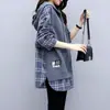 Moletom Feminino Soltinho Estilo Coreano 2026 Novo Primavera e Outono Fino Manga Longa com Capuz Moda Falso Duas Peças Top Tendência Estilo Ins