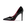 Zapatos de tacón de charol versátiles, nuevos para la primavera 2026, de color liso, punta fina, tacón de aguja de suela roja, elegantes, modernos y sexys para mujer